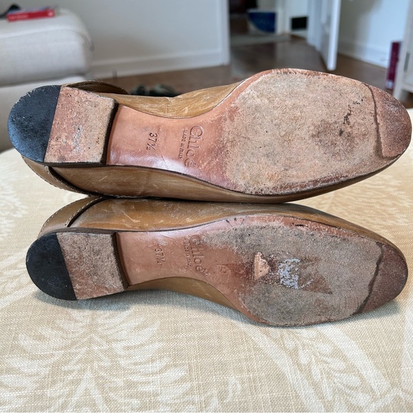 Chloe tan leather Riding boots cross buckle - Picture 5 of 9